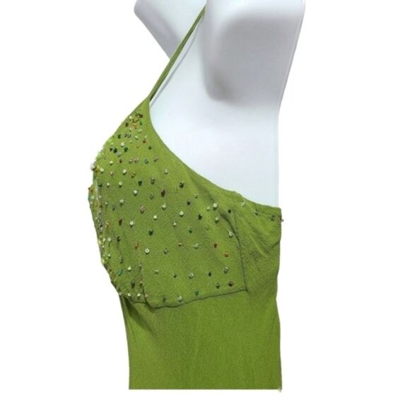 Tibi green Silk beaded dress Ruffle hem size S - Picture 7 of 16